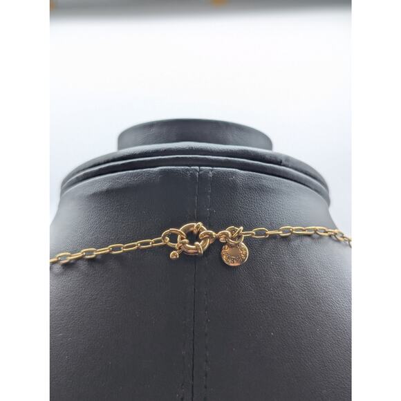 Signed J. Crew Peach Crystal Rhinestone Ball Gold Tone Chain 32" Necklace - Picture 7 of 8